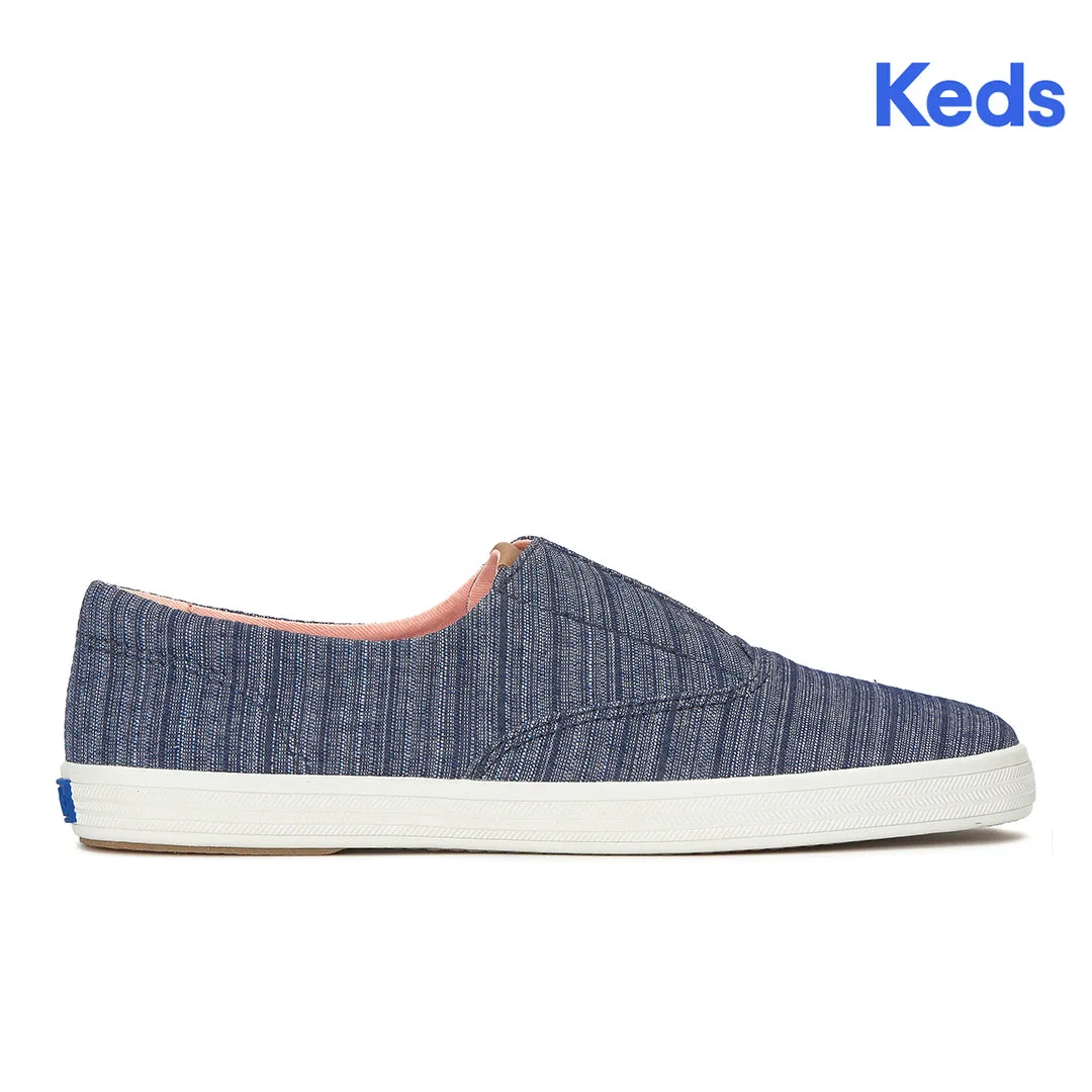 Keds Women’s Keds Champion Round Toe Slip Stripe Chambray Blue Sneaker