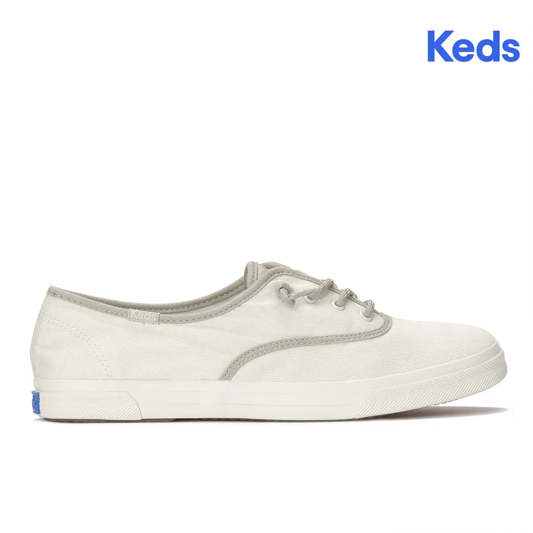 Keds Women’s Rillax Champ Washed Twill Pop Binding Egret/Oatmeal Sneaker