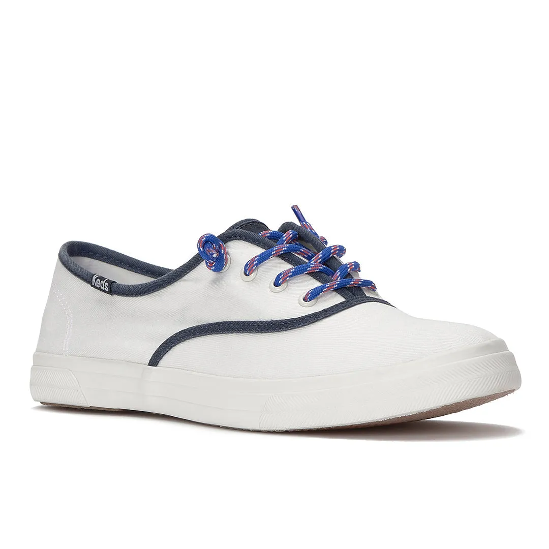 Keds Women’s Rillax Champ Washed Twill Pop Binding Snow White/Navy Sneaker
