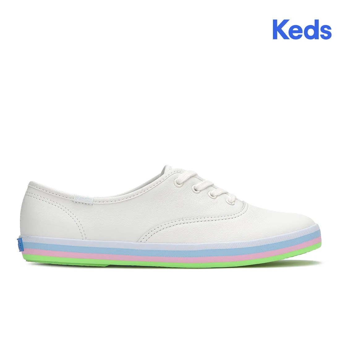 Keds Womens Champion Leather Foxing Stripe Sneaker Snow White
