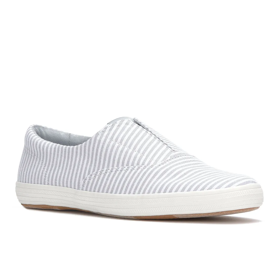 Keds Womens Champion Round Toe Slip Ticking Stripe Sneaker Gray