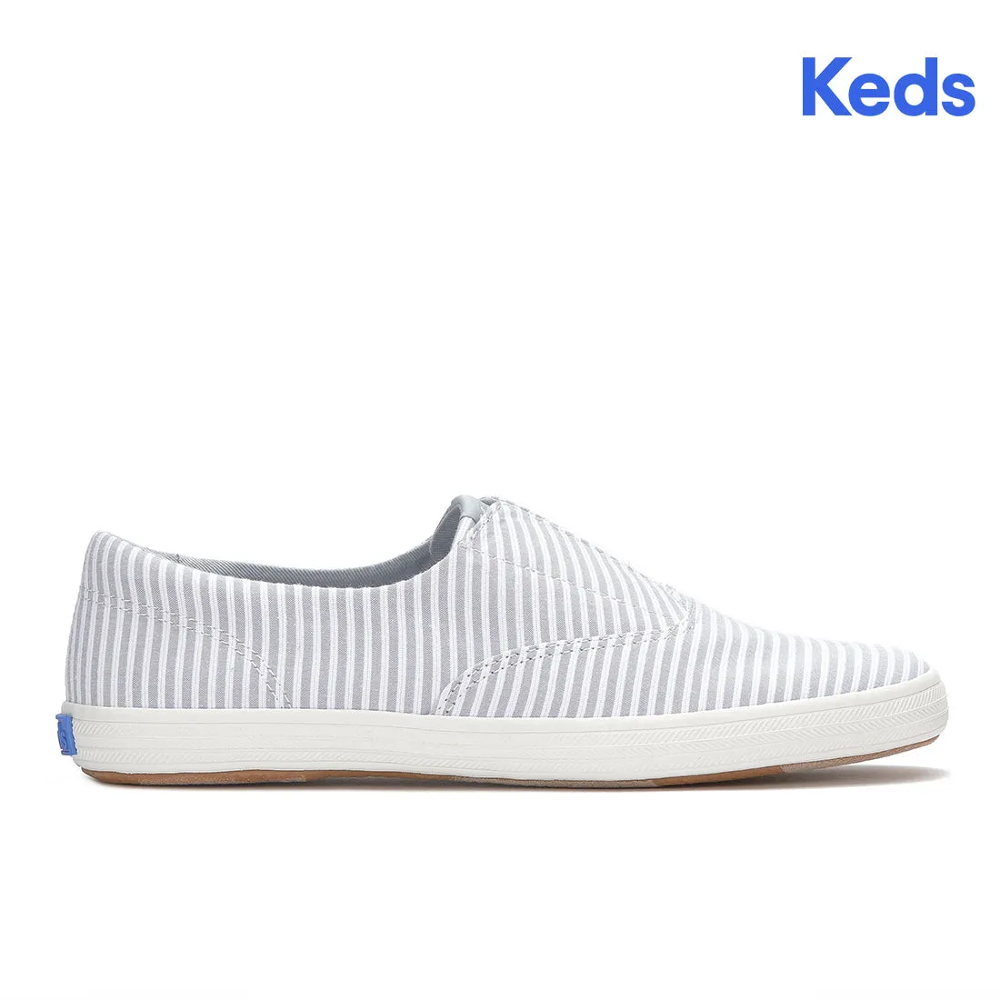 Keds Womens Champion Round Toe Slip Ticking Stripe Sneaker Gray