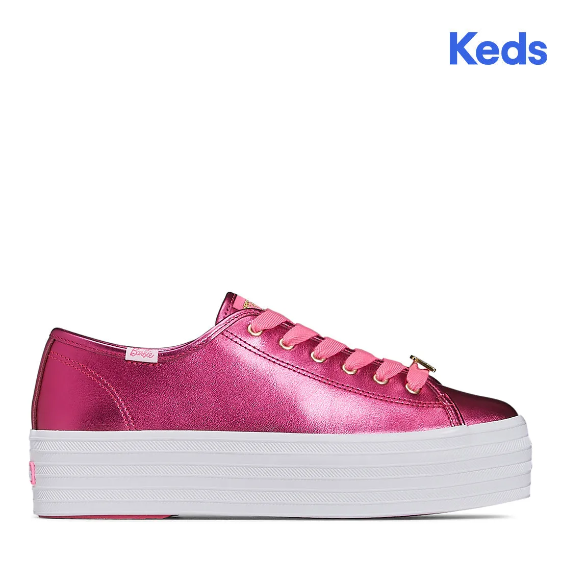 Keds Women’s Barbie Triple Up Metallic Leather Sneaker Pink