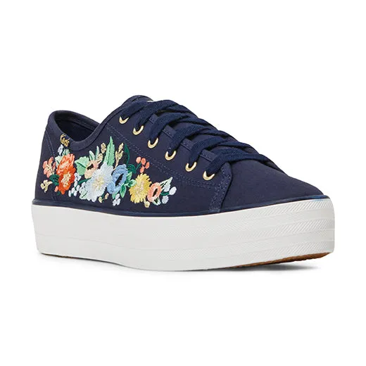 Keds Women’s Triple Kick RPC Vintage Blossom Embriodery Sneakers Navy
