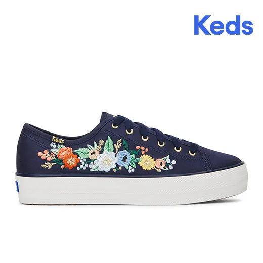 Keds Women’s Triple Kick RPC Vintage Blossom Embriodery Sneakers Navy