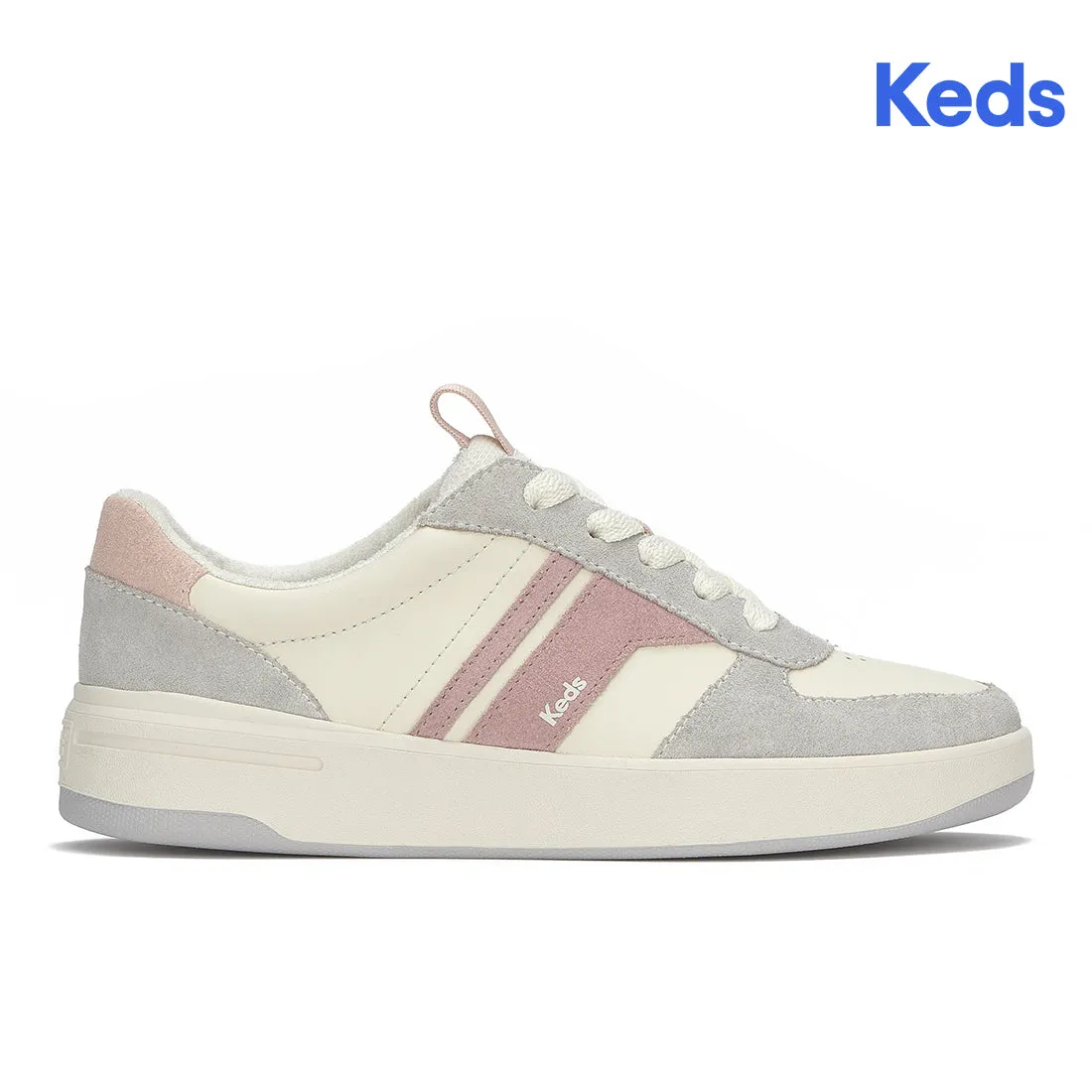 Keds The Court II Leather/Suede Egret/Blush/Grey