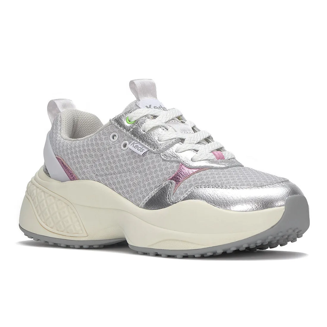 Keds Women’s Cross City Trainer Leather/Mesh Sneaker Grey/Silver