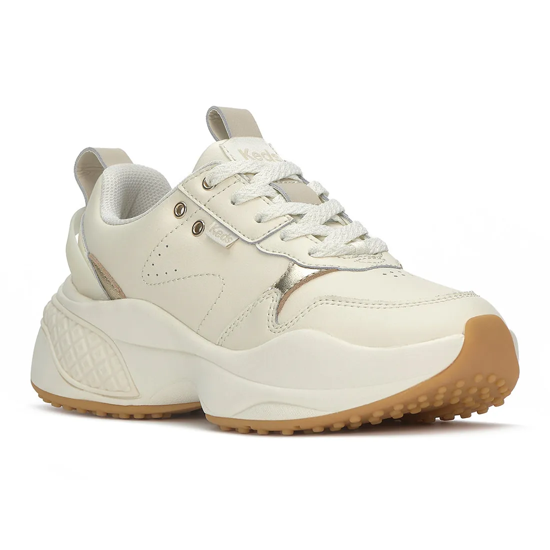 Keds Women’s Cross City Trainer Leather Sneaker Egret/Champagne