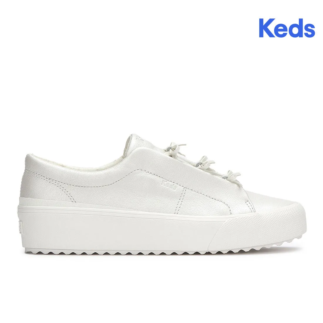 Keds Women’s Remi Mini Bow Leather Sneaker Pearlized White