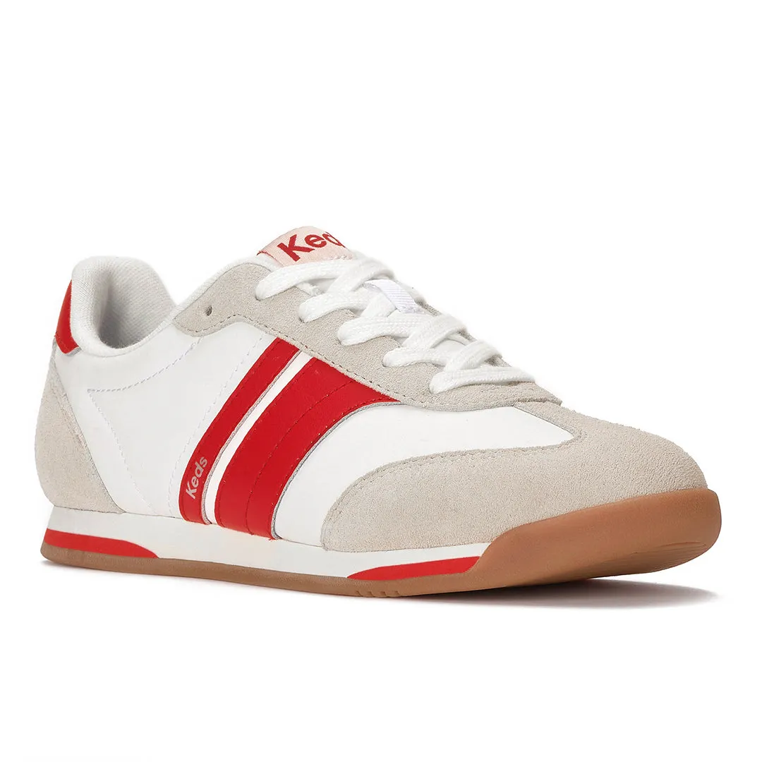 Keds Women’s Revival Nylon/Suede/Leather Snow White/Red Sneaker