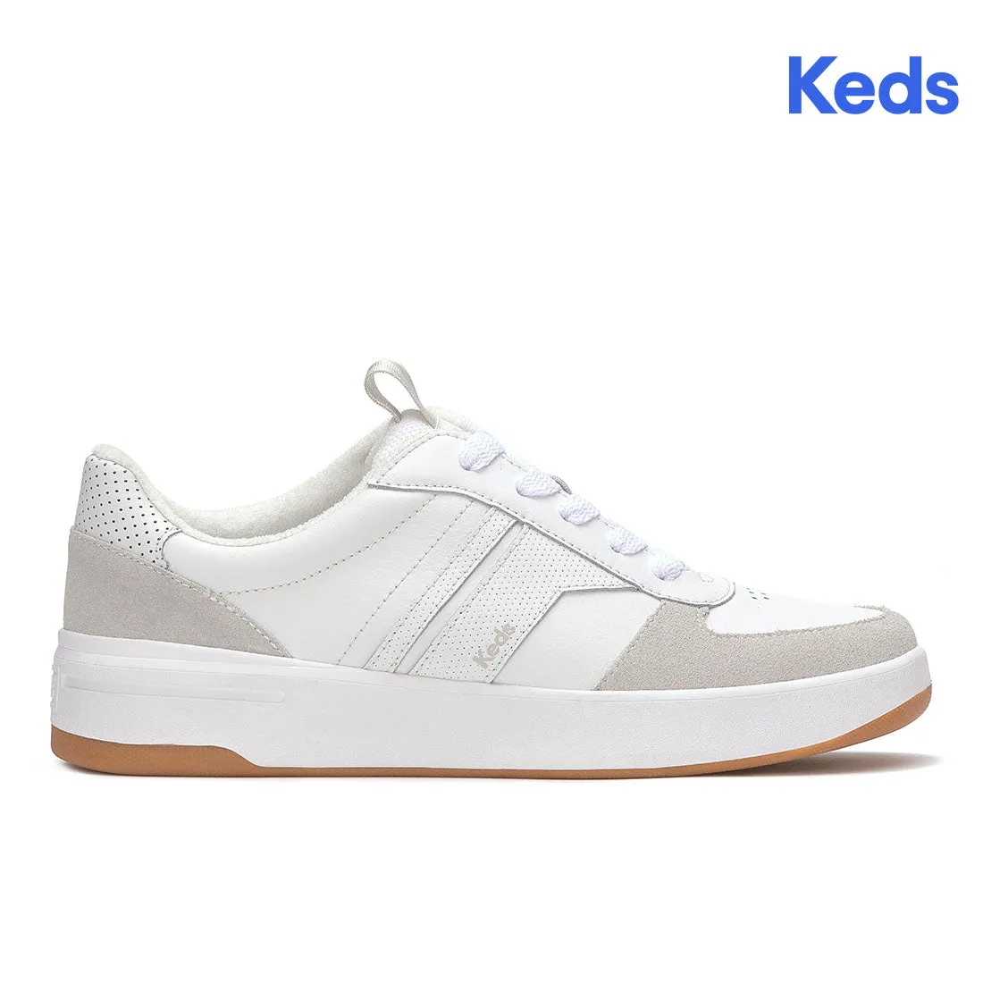 Keds Women’s The Court II Leather/Suede Sneaker White/Grey