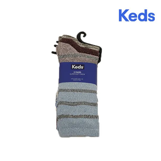 Keds 3PPK Super Soft Crew Egret Marl Assorted