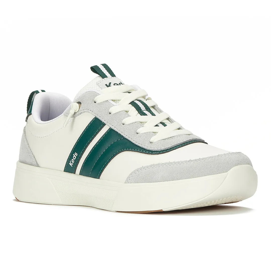 Keds Women’s Blisswalk Ubal Leather/Suede Snow White/Light Grey/Forest Green Sneaker