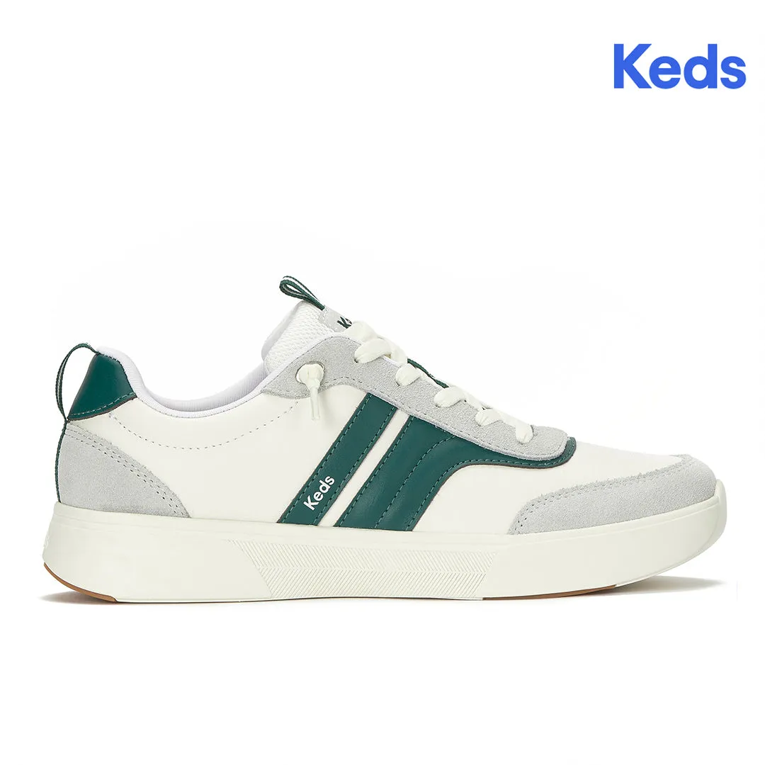 Keds Women’s Blisswalk Ubal Leather/Suede Snow White/Light Grey/Forest Green Sneaker