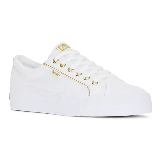 Keds Women’s Jump Kick Duo Canvas Piping Sneakers White / Gold