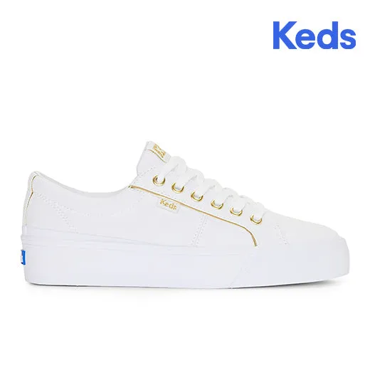 Keds Women’s Jump Kick Duo Canvas Piping Sneakers White / Gold