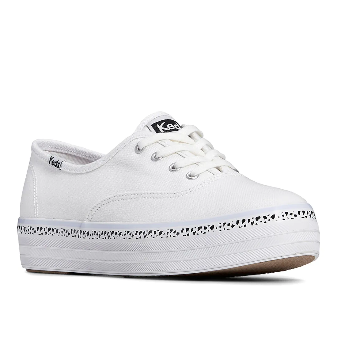 Keds Women’s The Platform Canvas Spot Stripe Foxing Sneaker White