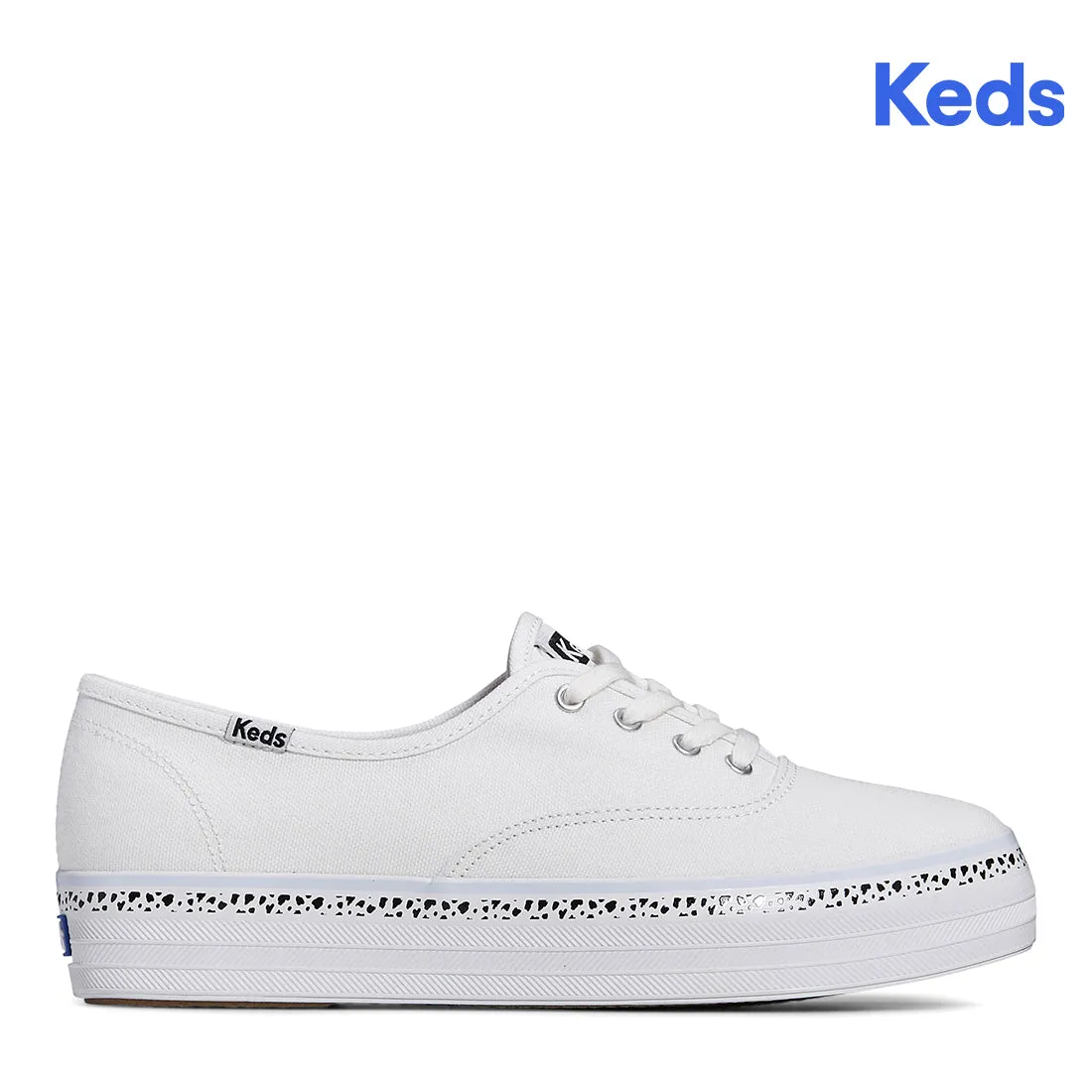 Keds Women’s The Platform Canvas Spot Stripe Foxing Sneaker White