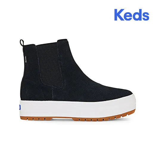 Keds Women’s The Platform Chelsea Lug Suede Sneaker Black