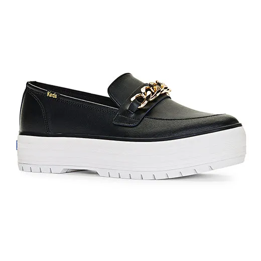 Keds Women’s Triple Decker Loafer Lug Chain Applique Sneakers Black