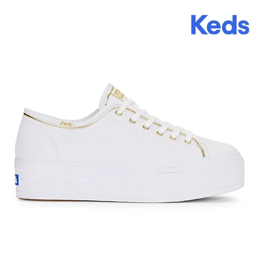 Keds Women’s Triple Up Canvas Piping White/Gold