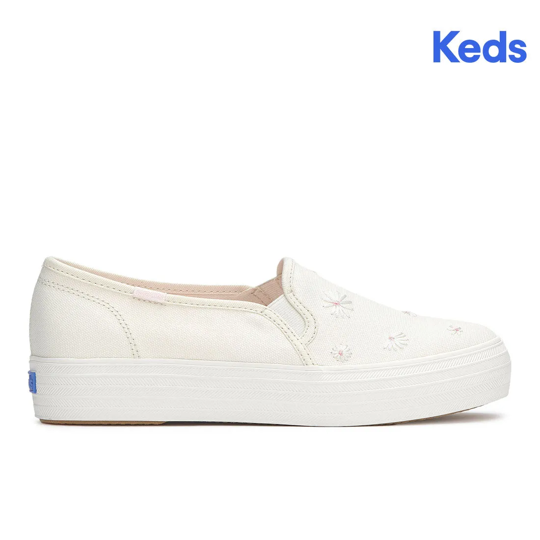 Keds Women’s Triple Decker Canvas Floral Embroidery Snow White