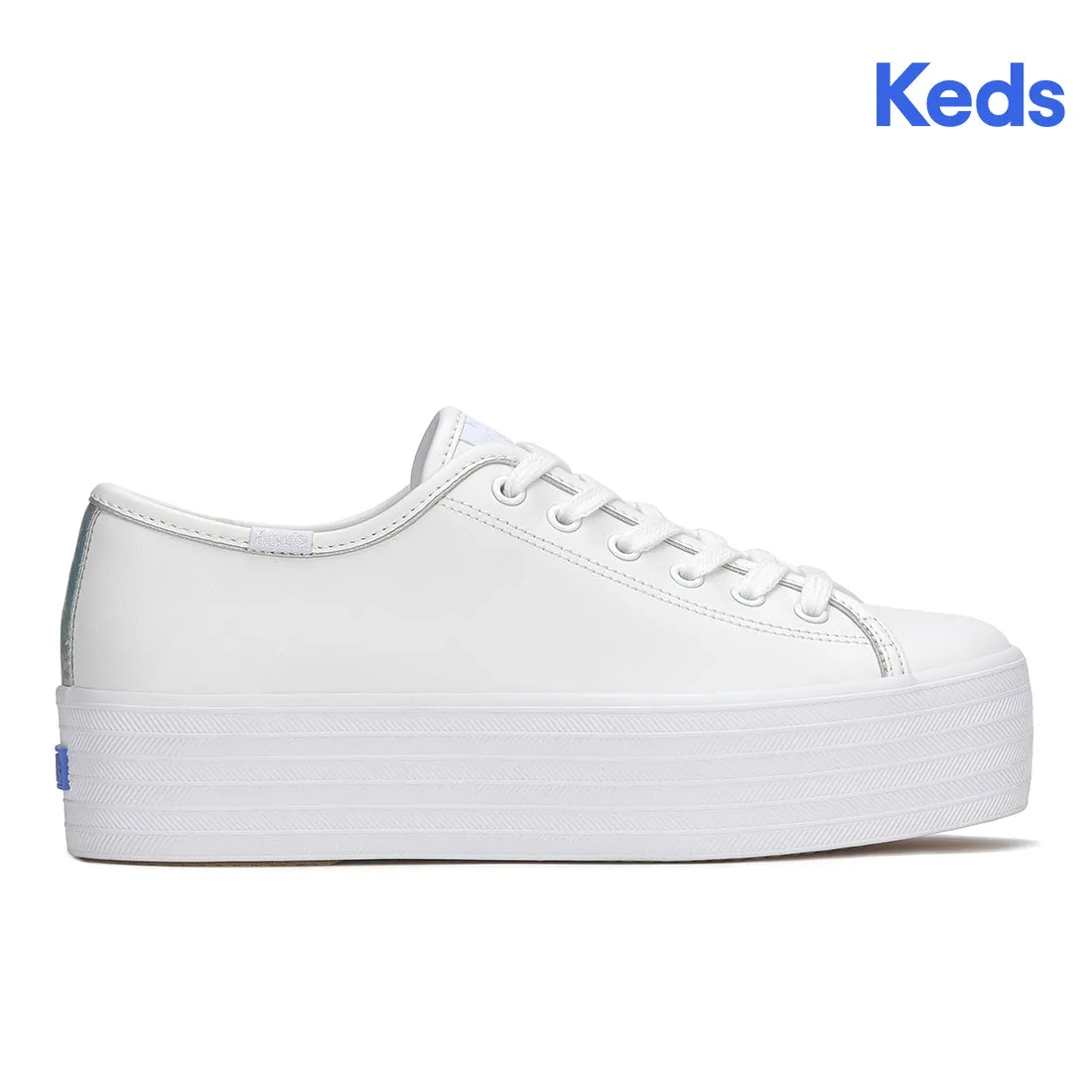 Keds Women’s Triple Up Leather Iridescent Binding White/Iridescent