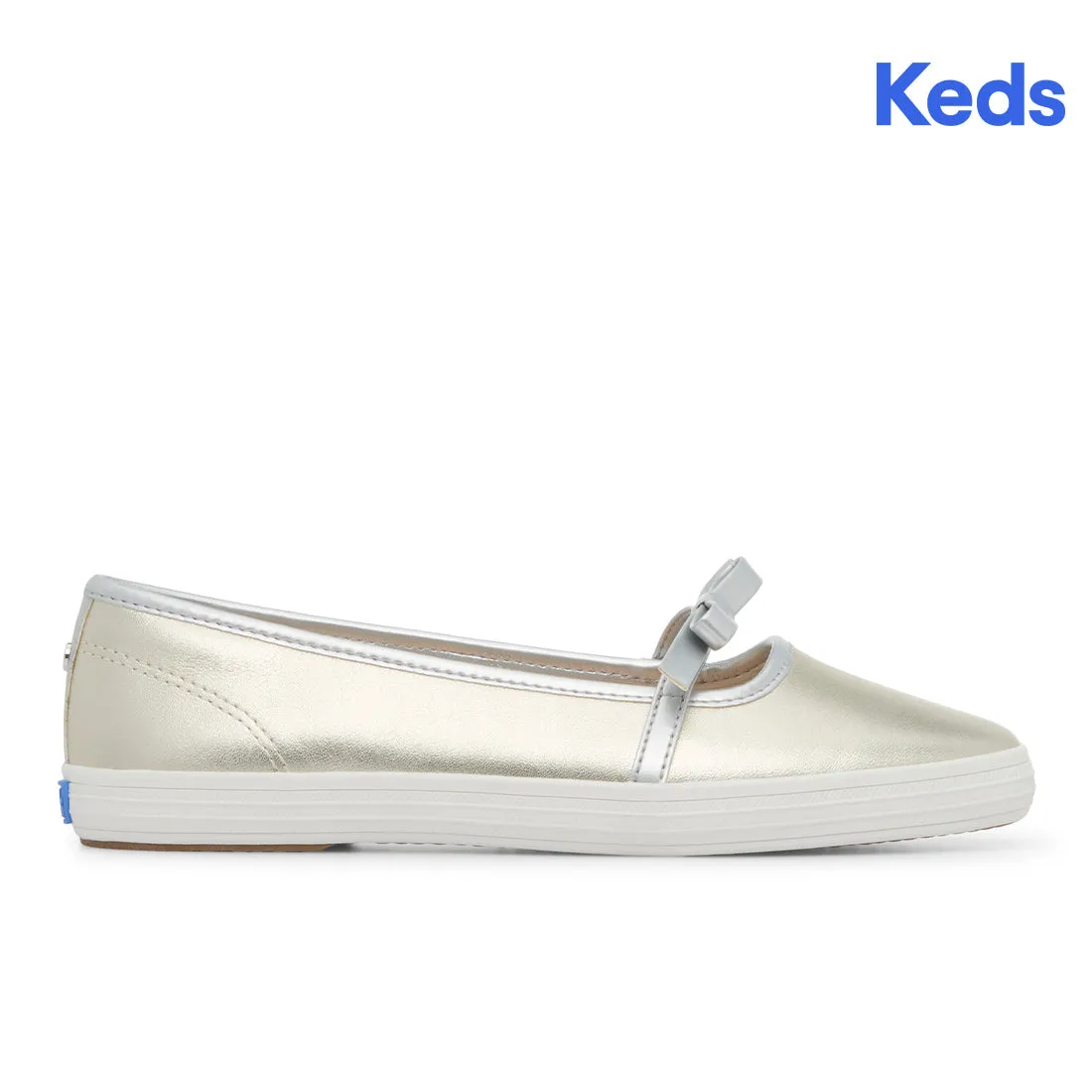 Keds Womens Keds Square Toe Mary Jane Leather Mini Bow Champagne Sneakers