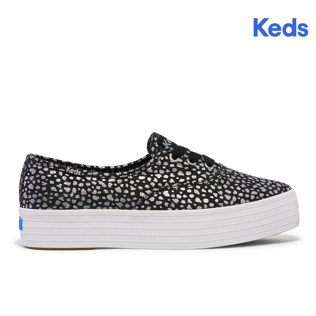 Keds Womens’ Point Canvas Mini Dot Print Black/Silver