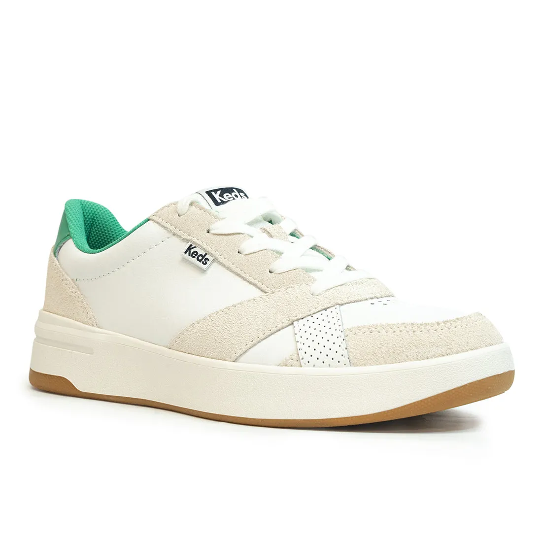 Keds Womens’ The Court Leather Sneaker White/Green