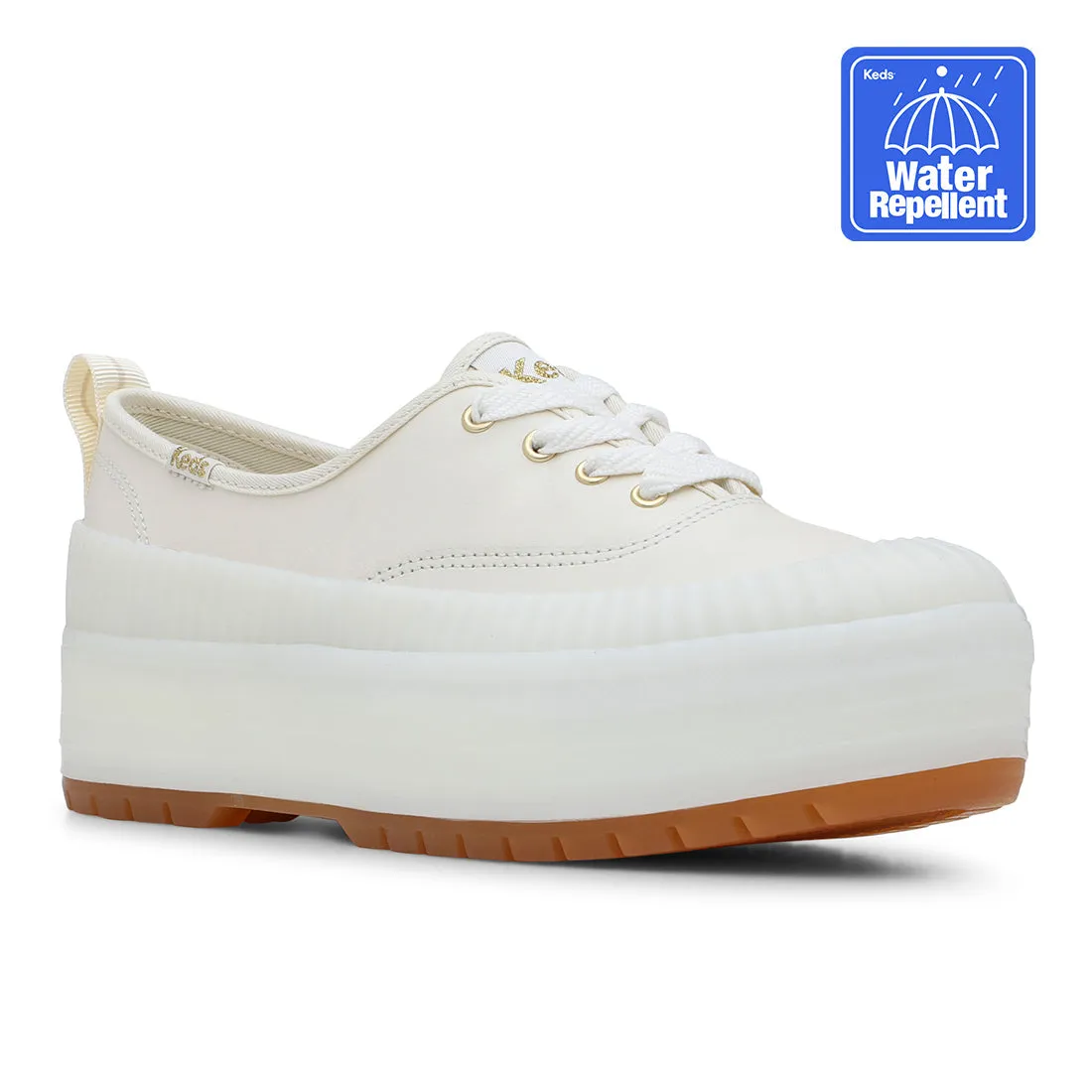 Keds Womens’ The Platform Lug Weatherized Leather Off White