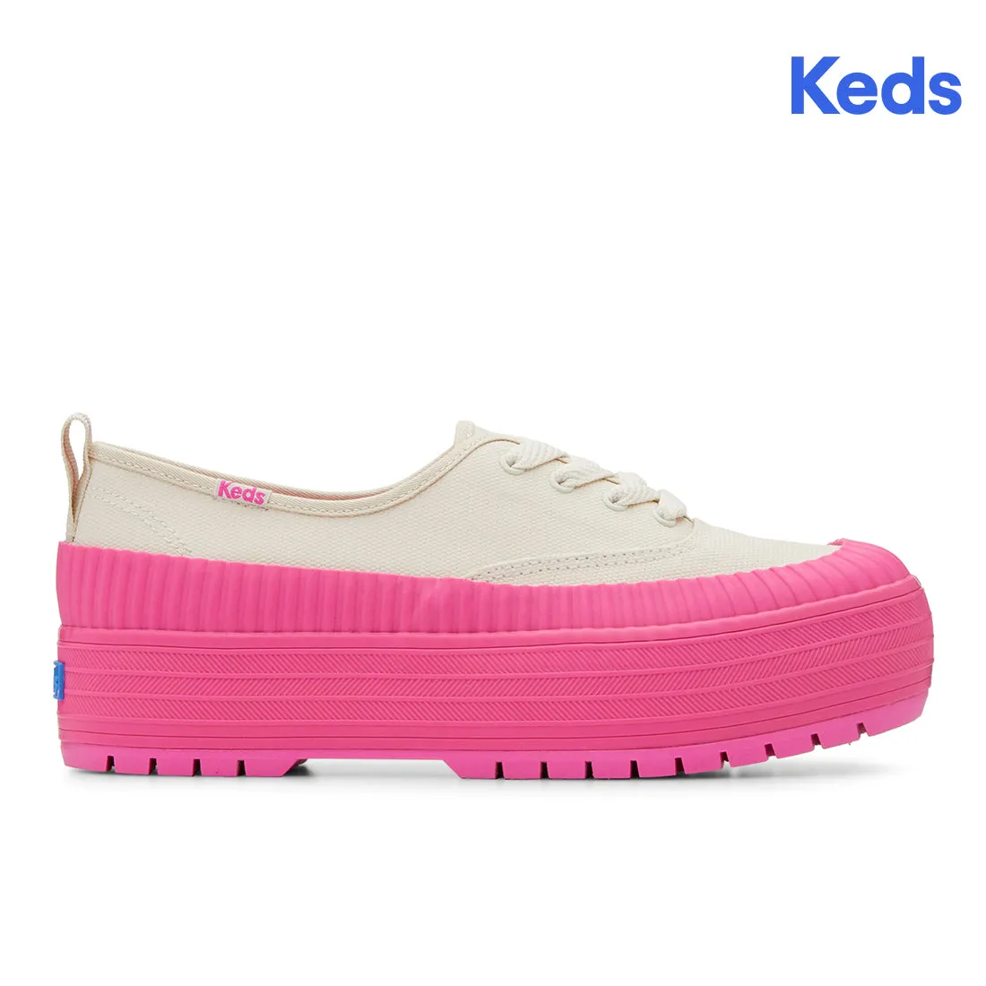 Keds Womens’ The Platform Lug Weatherized Oatmeal/Pink