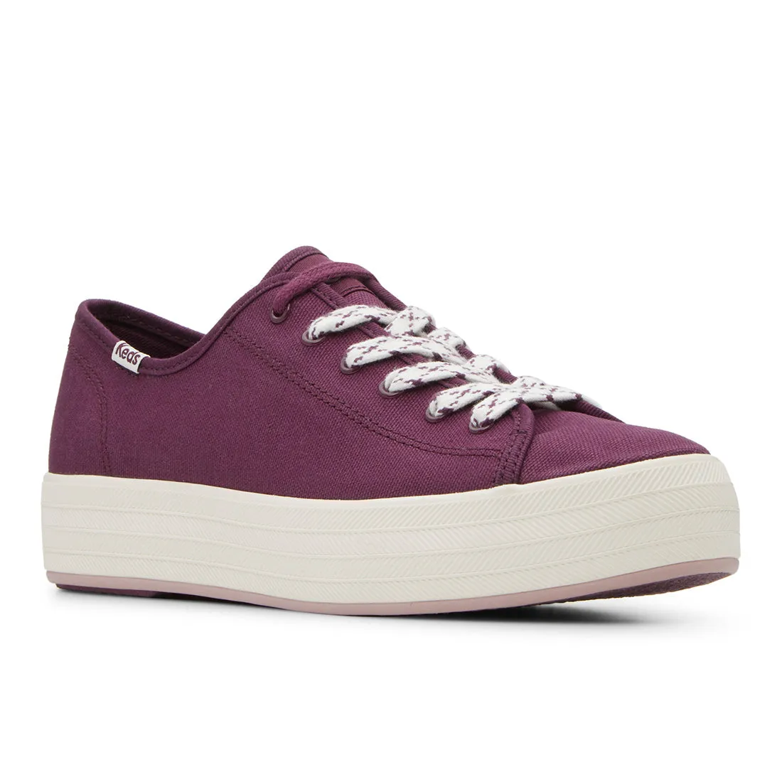 Keds Womens’ Triple Kick Canvas Bottom Foxing Stripe Burgundy