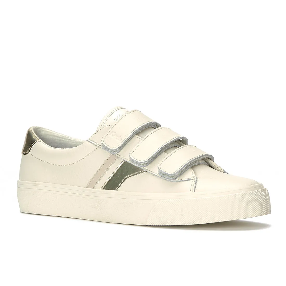 Keds Jump Kick V Leather Retro Logo Egret/Champagne