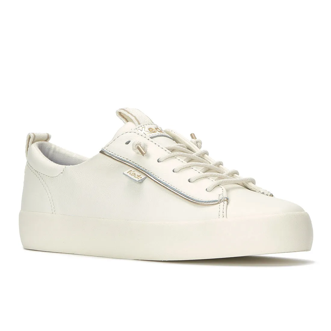 Keds Kickback Premium Leather Pop Binding Egret/Gold