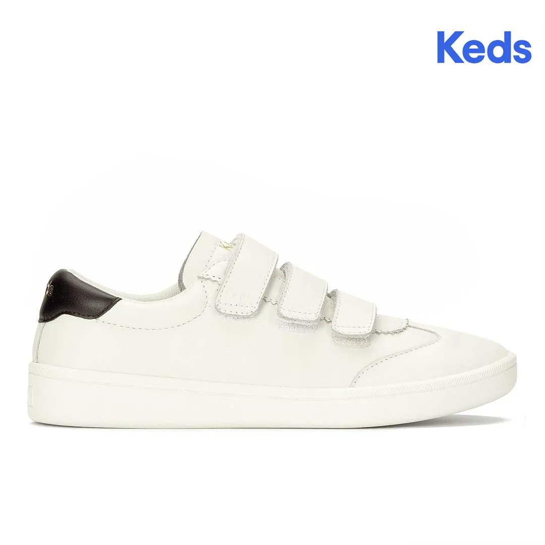 Keds Women's Ace II V Leather Egret/Black Sneaker Keds Women’s Ace II V Leather Egret/Black Sneaker