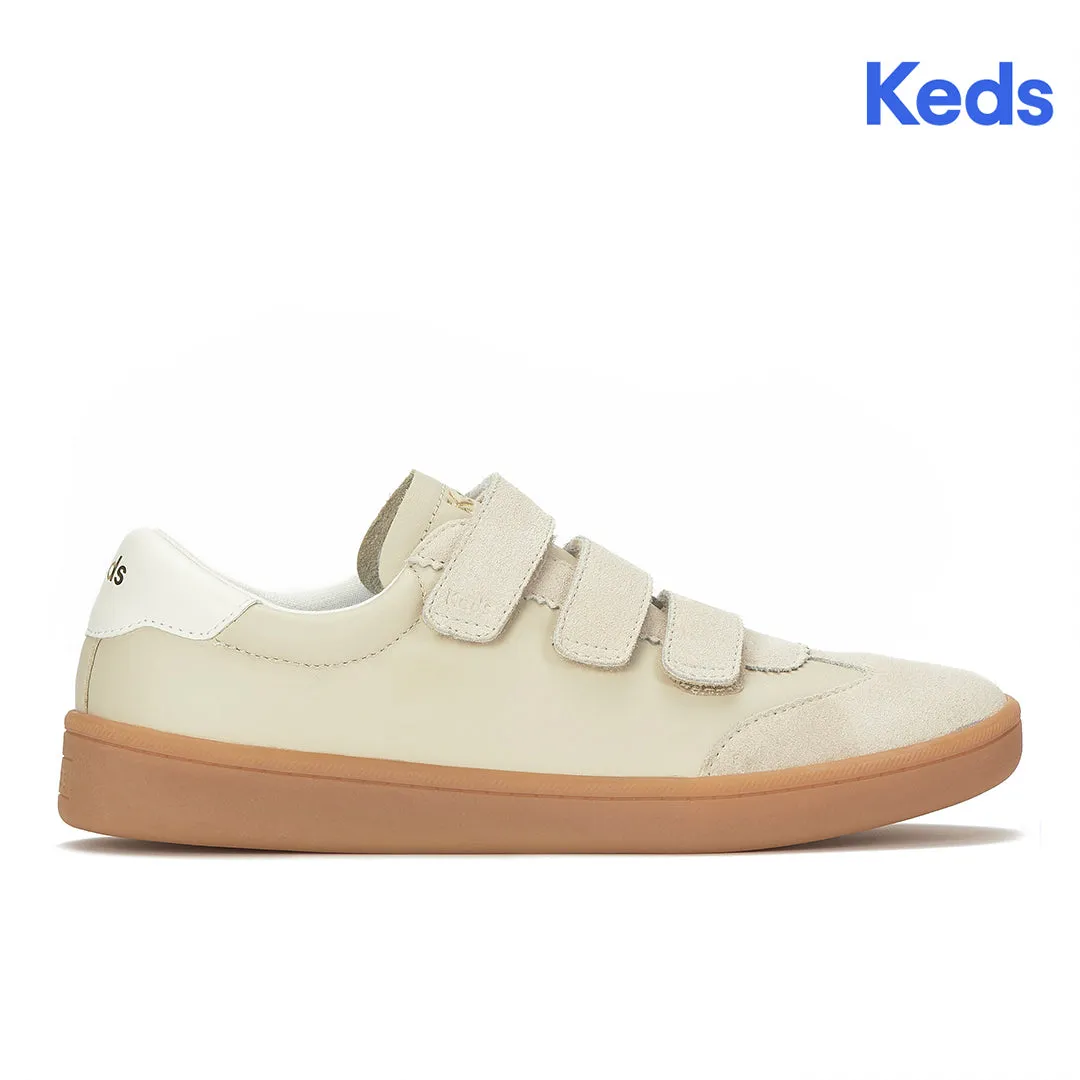 Keds Women's Ace II V Leather/Suede Translucent Midsole Oatmeal/Snow White Sneaker Keds Women’s Ace II V Leather/Suede Translucent Midsole Oatmeal/Snow White Sneaker