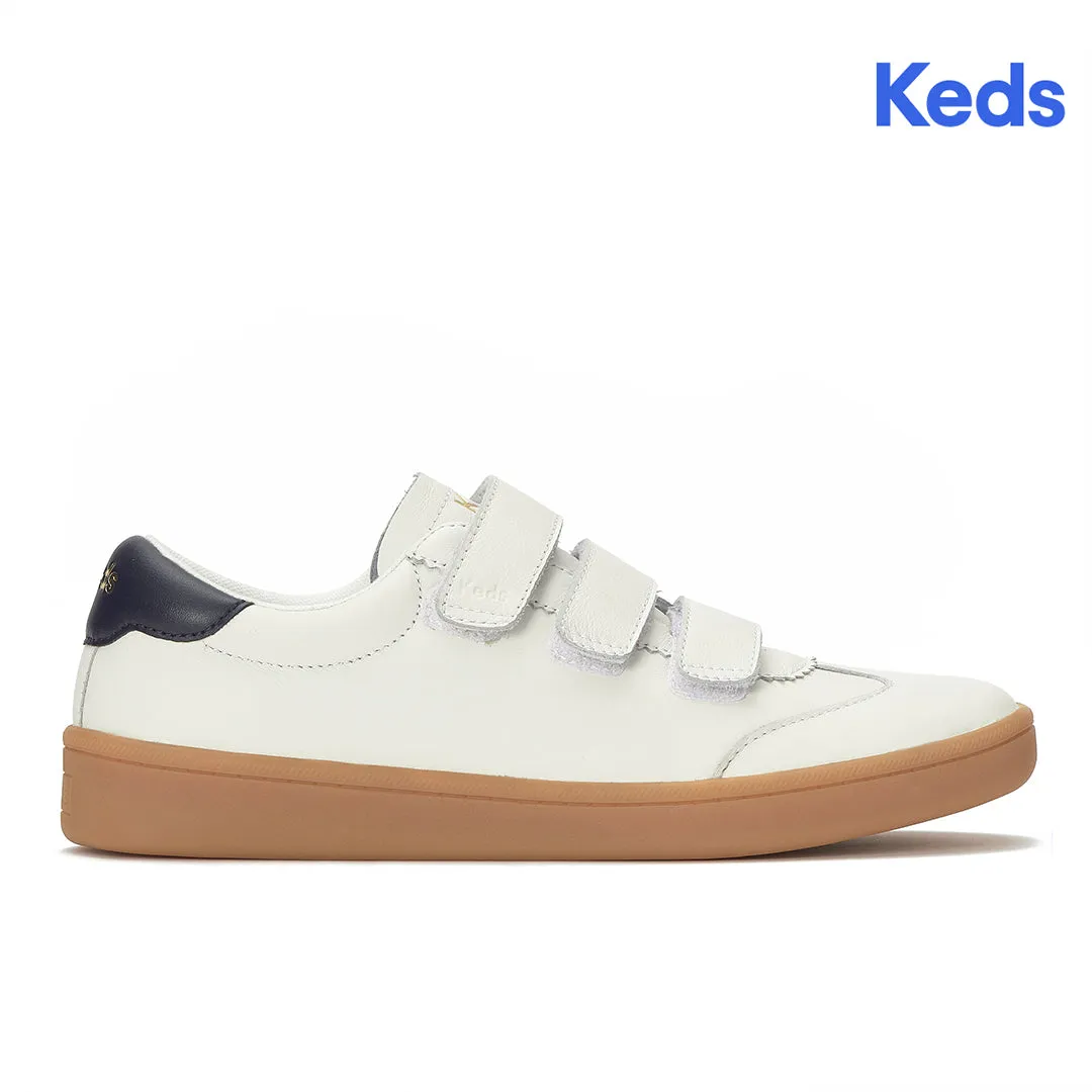 Keds Women's Ace II V Leather Translucent Midsole White/Navy Sneaker Keds Women’s Ace II V Leather Translucent Midsole White/Navy Sneaker