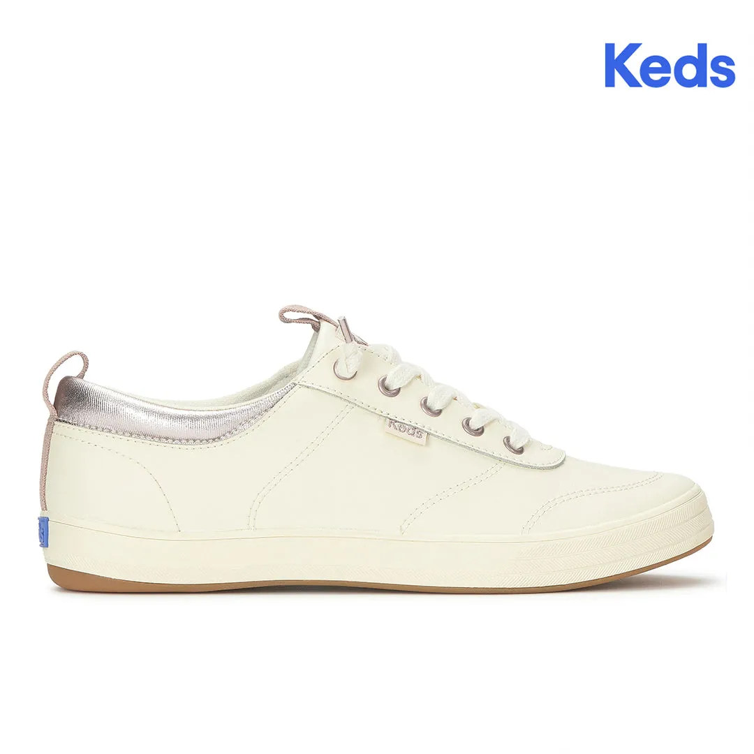 Keds Women's Center III Slip On Leather Egret/Orchid Sneaker Keds Women’s Center III Slip On Leather Egret/Orchid Sneaker