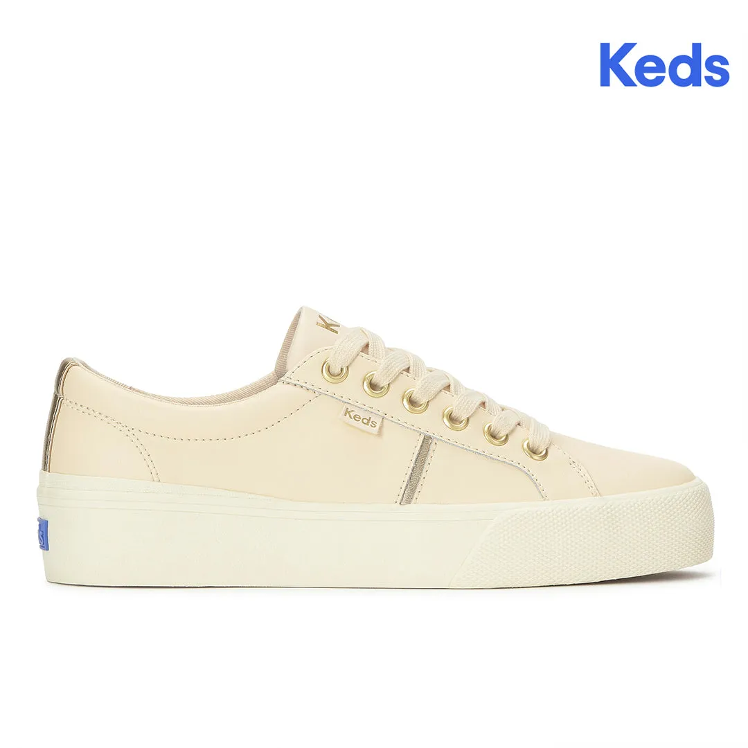 Keds Women’s Jump Kick Duo Leather Parchment/Gold Sneaker