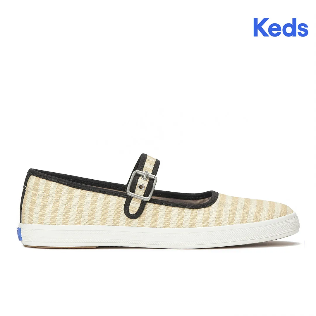 Keds Women’s Maisie Mary Jane Printed Stripe Twill Black/Natural Sneaker