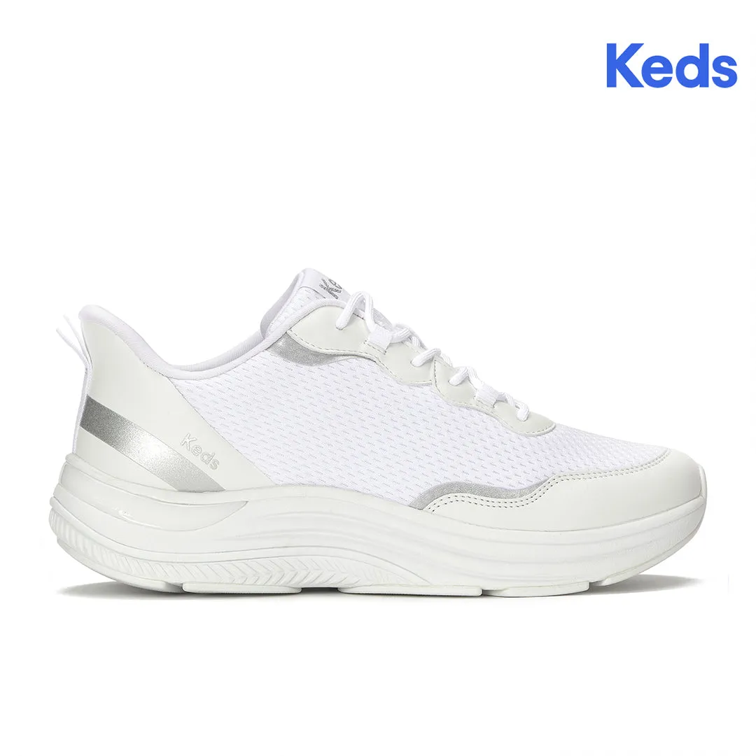 Keds Women's Blissmove Lace Mesh/Leather White/Silver Sneaker Keds Women’s Blissmove Lace Mesh/Leather White/Silver Sneaker