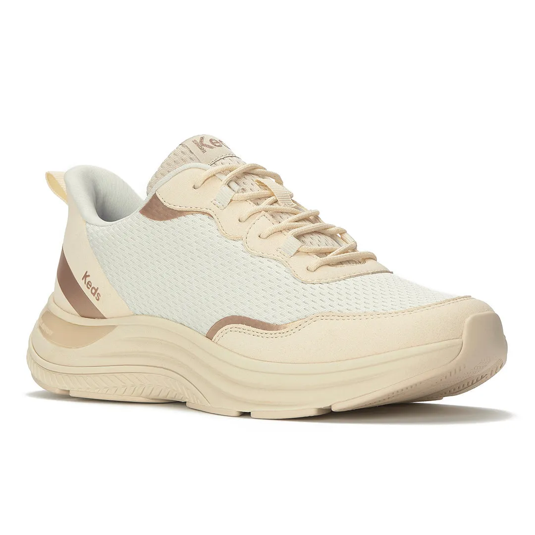 Keds Women’s Blissmove Lace Mesh/Suede Cream/Parchment/Bronze Sneaker