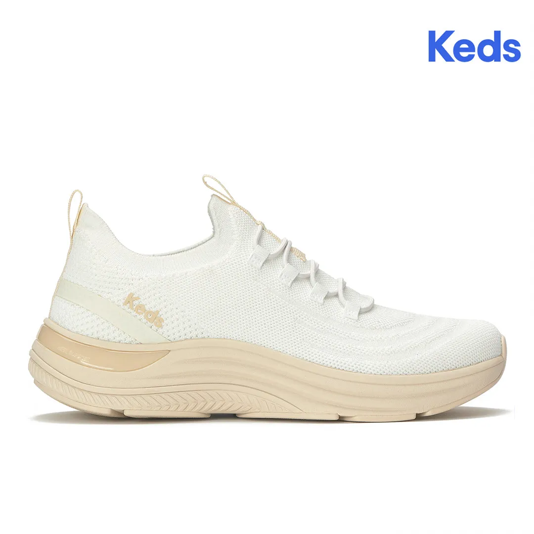 Keds Women's Blissmove Slip On Eng Knit Snow White/Parchment Sneaker Keds Women’s Blissmove Slip On Eng Knit Snow White/Parchment Sneaker