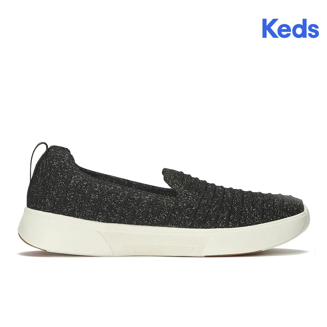 Keds Women’s Blisswalk Loafer Stripe Eng Knit Black Sneaker